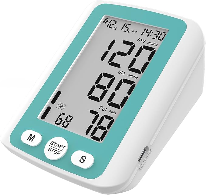 Upper Arm Blood Pressure Monitor for Home Use, Automatic Digital BP Machine with 9-17 inch Large BP Cuff, Large Backlit Display, 2X500 Sets Memories,Green