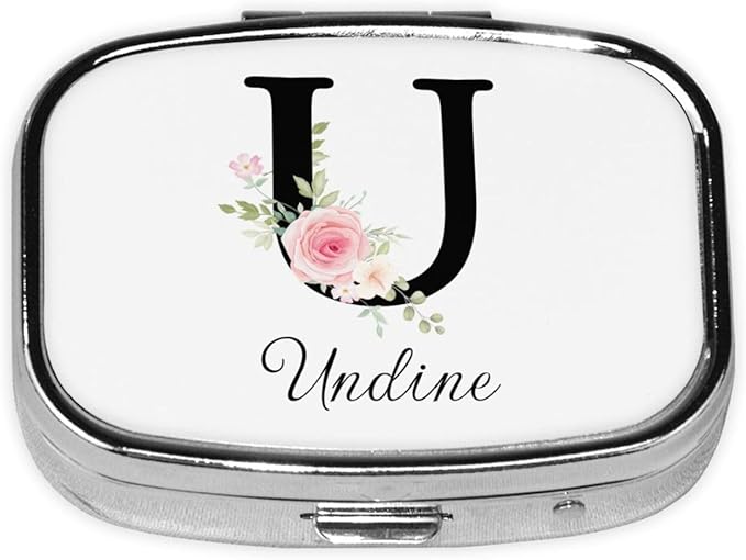 Custom Pill Box Personalized Square Small Pill Case with Mirror Add Your Photo Text Logo Name Decorative 2 Compartment Portable Metal Medicine Container Vitamin Organizer for Pocket Purse Travel (U)