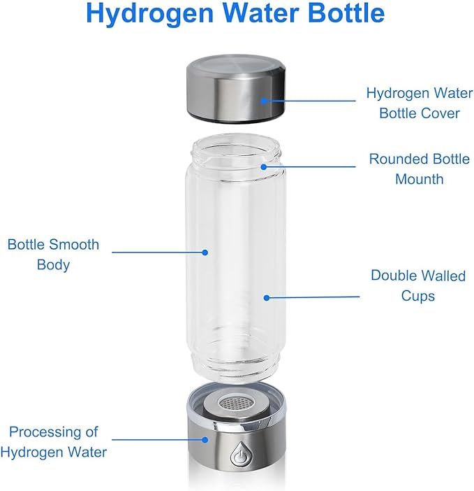 Upgraded Hydrogen Water Bottle, Portable Hydrogenated Water Bottle with SPE PEM Technology, 420ml Hydrogen Water Ionizer Machine, Hydrogen Water Bottle Generator for Home, Office, and Travel