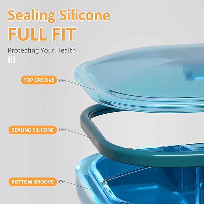 3 Compartment Pill Organizer Moisture Proof Pill Case with Silicone Sealing Strip Fit 2-4 Days Travel Portable Travel Container Daily Pill Organizer for Vitamins Supplement (3PCS)