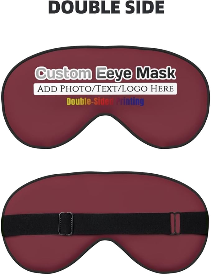 Custom Eye Mask,Add Your Image Text Personalized Sleep Shade Soft Blindfold Eyemask Blackout Eye Cover with Adjustable Strap for Sleep,Travel,Nap Garnett