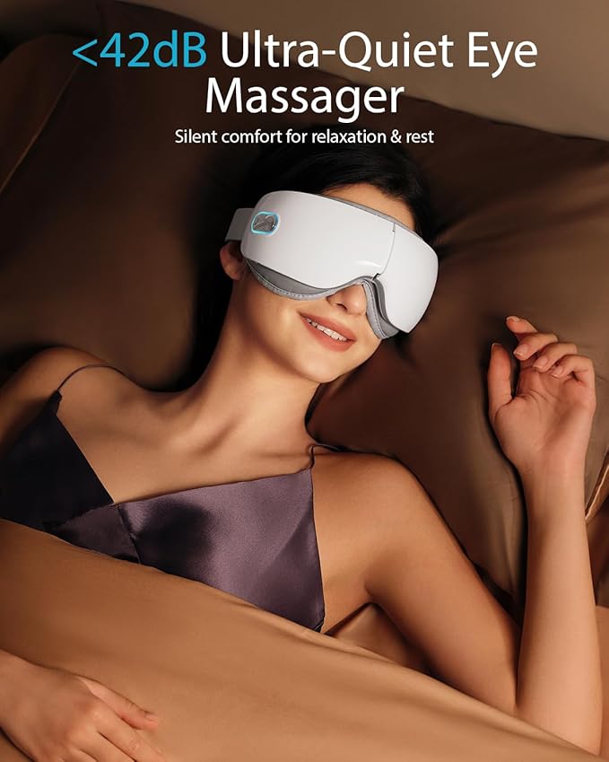 SKG Heated Eye Massager with Heat & Compression, Ultra-Quiet Eye Mask Massager for Relaxation and Eye Strain Relief, Ideal Christmas Gift for Women and Men (ES500)