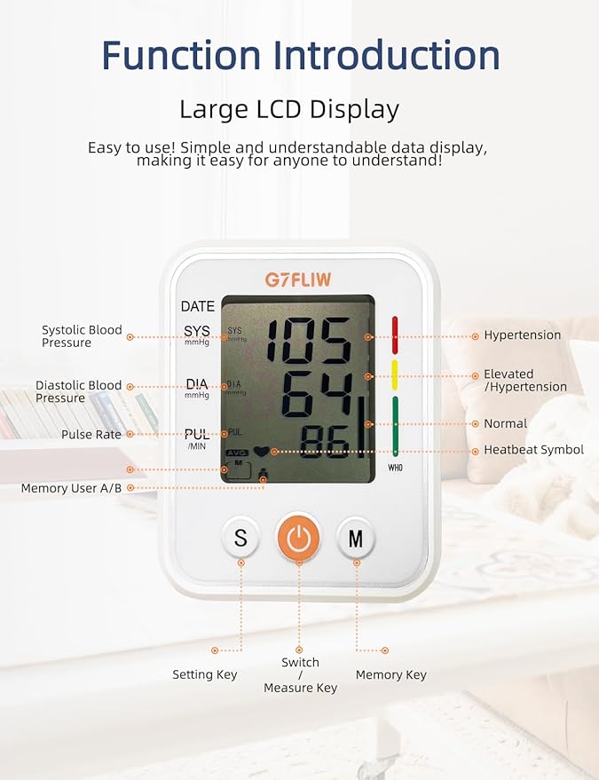 Blood Pressure Monitor for Home Use, Rechargeable Bp Cuff Upper Arm with 8.7"-12.7", 2x120 Memory Voice Broadcast Blood Pressure Machine, Home Arrhythmia Hypertension Detector, Ideal Gift