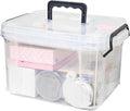 15qt Multi-Color Clear Medicine Organizer Storage Box (with Tray) - Thickened Plastic Empty First Aid Case + Handle | Portable Multipurpose Medical Caddy (White)