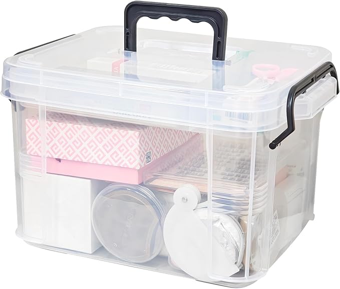15qt Multi-Color Clear Medicine Organizer Storage Box (with Tray) - Thickened Plastic Empty First Aid Case + Handle | Portable Multipurpose Medical Caddy (White)