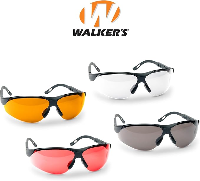 Walker's Elite Sport Shooting Glasses - Impact-Resistant Anti-Fog Non-Slip Adjustable UV Protection Hunting Sports Glasses