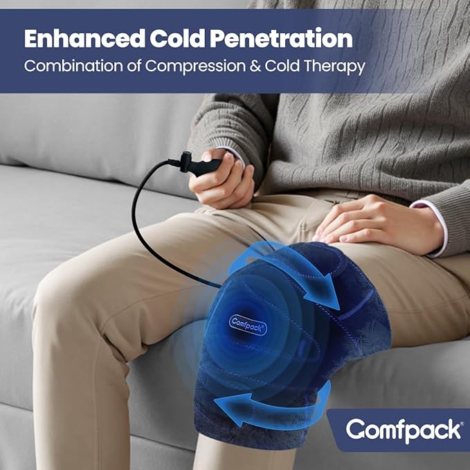 Compression Knee Ice Pack Wrap for Sports Injuries, Large Knee Brace with Ice Pack for Swelling and Recovery Support, Sprains, Meniscus Tear, Osteoarthritis, ACL