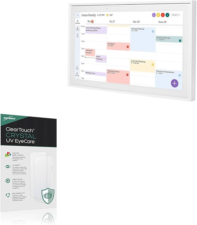 BoxWave Screen Protector Compatible With Skylight Calendar (15 inch) - ClearTouch Crystal Anti-UV EyeCare (2-Pack), Filters out Harmful Blue Light Reduce Fatigue