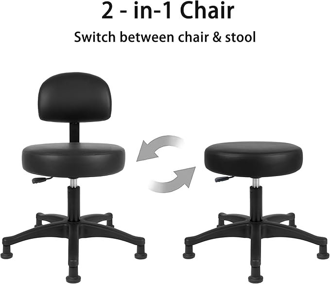 TAKE UR SEAT® Economical Multi-Purpose Medical Spa Chair Stool with Adjustable seat and Back Height. Advanced Fabric seat Cover is Easy to Clean. Glide (Table Height Black)