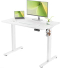 ERGOMAKER Electric Standing Desk, 39.4" x 23.6" Height Adjustable Sit Stand Desk with Splice Board for Home Office, Computer Desk Memory Preset (White Frame, White Desktop)