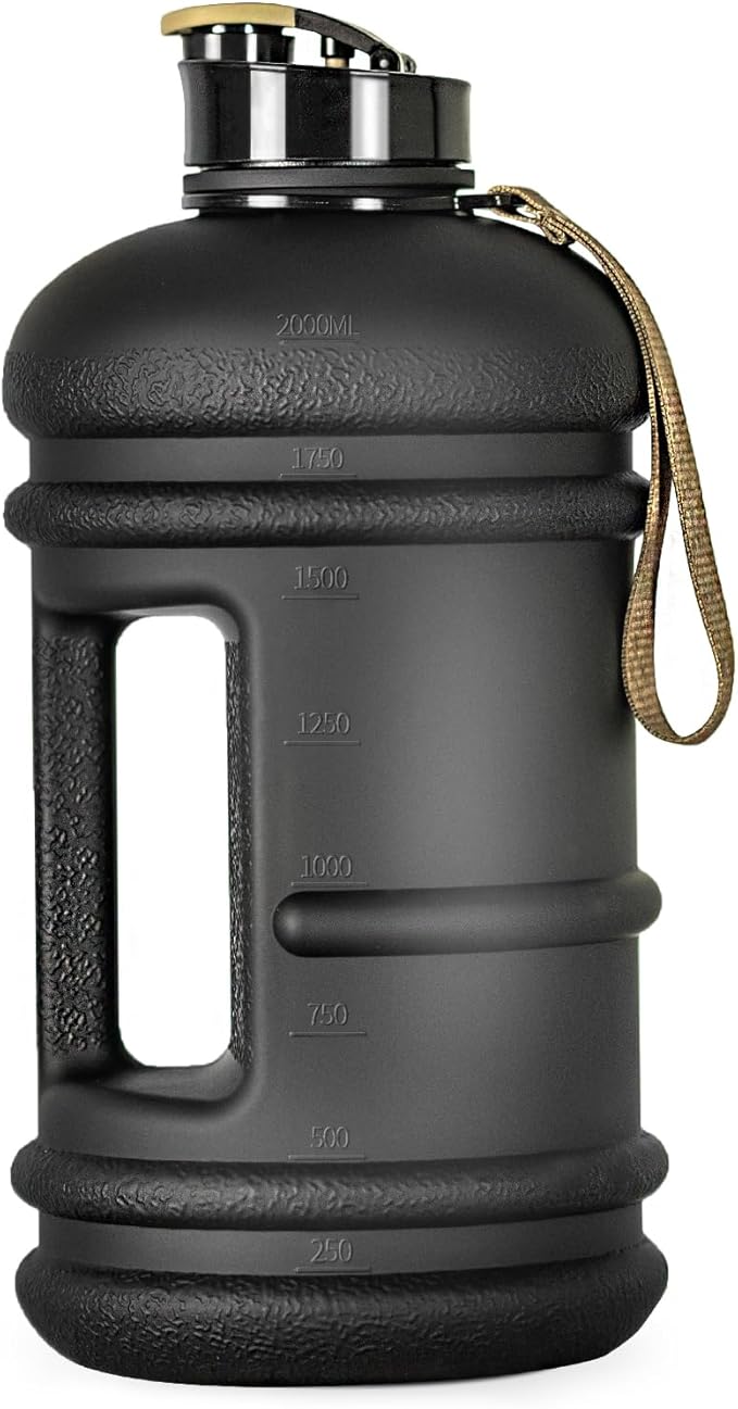 TOOFEEL 2 Liter Water Bottles - Half Gallon Water Bottle BPA Free - Ideal for Gym, Big Water Jug, Reusable Sports Bottle with Measurements Marked Drink Container (2.2L 74oz Matte Black Water Jugs) | Half Gallon, Water Bottle, BPA Free, Ideal for Gym, B...