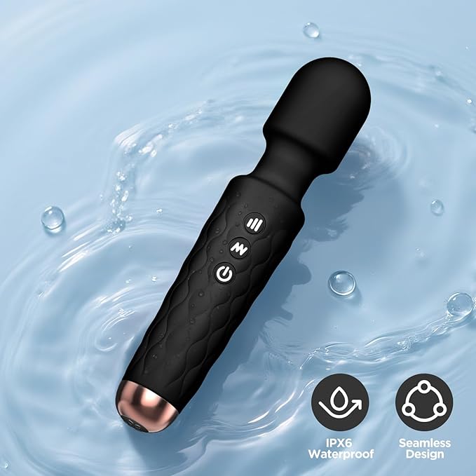 Personal Massager - 4H Max Runtime & Ultra-Quiet - Waterproof - 20 Modes 8 Speeds for Deep Tissue Back Massage, Post-Workout Recovery and Neck Muscle Relaxation（Black）