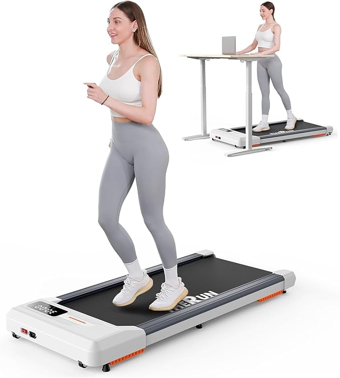 THERUN Walking Pad Under Desk, Portable Mini Treadmill for Home/Office, 2.5HP Jogging Machine with 300 lbs Weight Capacity, Remote Control, LED Display