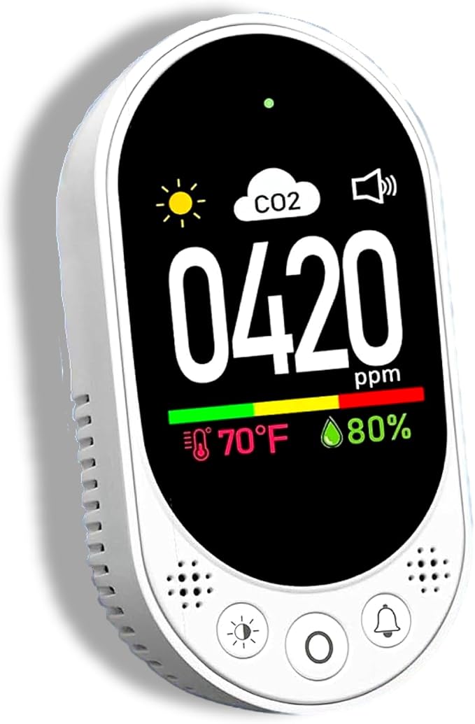 Plug-in CO2 Detector, 3-in-1 Air Quality Monitor with Temperature & Humidity, Manual Calibration, CO2 Alarm Function, Ideal for Home, Office, School, and Gym, Real-time Monitoring -1Pack