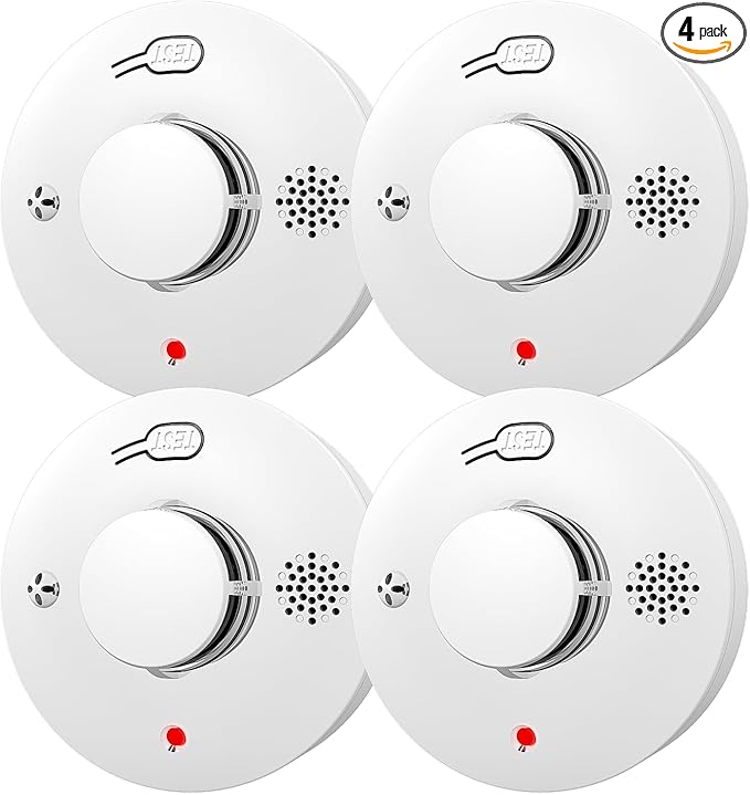 Smoke Detector, Fire Alarms for Home, Battery Powered Photoelectric Smoke Alarm with Test/Mute Button (Not Include Batteries),4 PCS