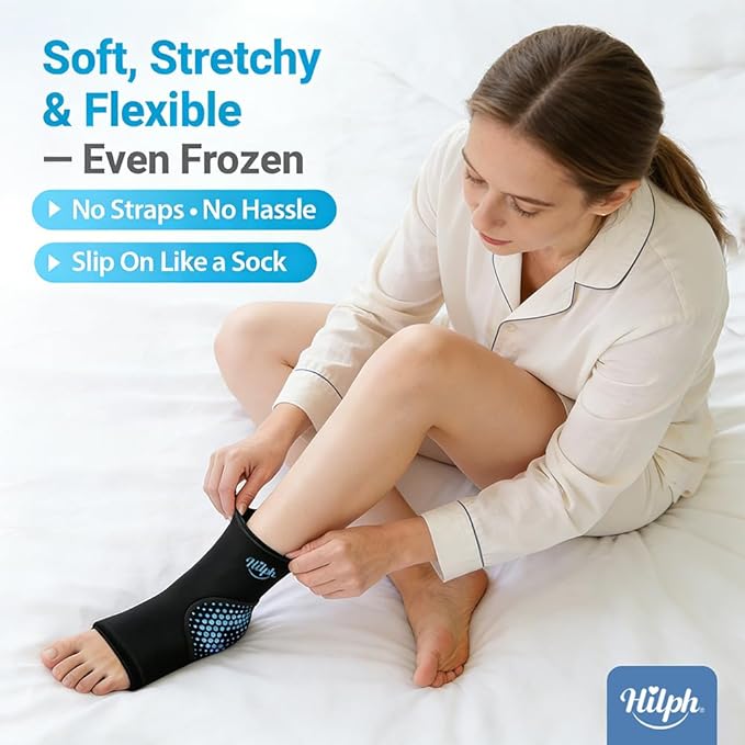 Hilph Ankle Ice Pack Wrap with Massage Ball for Plantar Fasciitis Relief, FSA Eligible, Thickened Gel Ice Sleeve Cold Pack for Foot Ankle Heel Pain Relief, Achilles Tendonitis Relief, Swelling