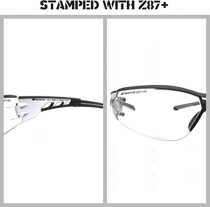 HTS HUNTERSKY Super Flexible Lightweight Anti Fog Wrap-Around U6 Clear Shooting Safety Glasses with ANSI Z87.1 Scratch Resist