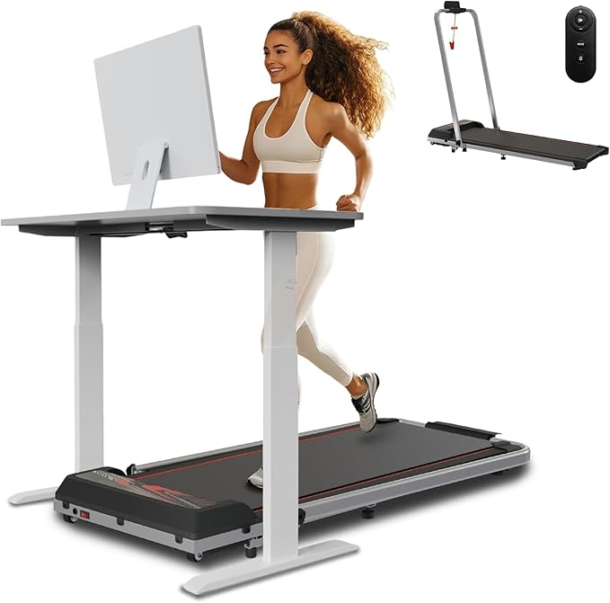 Treadmill with Handles, 2.5HP Walking Pad Treadmills with Handle Bar, Under Desk Treadmill with Remote Control LED Display, Electric Treadmills for Home Small, 270LBS Capacity