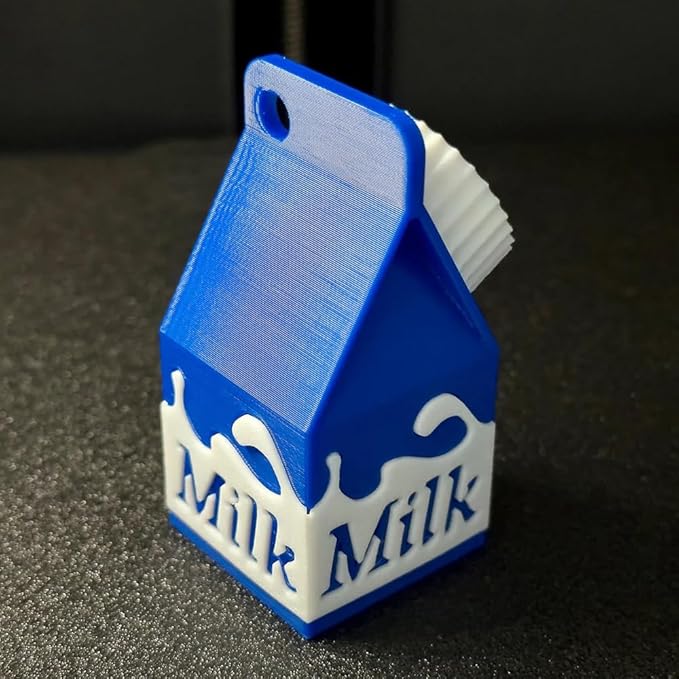 Generic Milk Carton Pill Holder Keychain, Lactose Intolerant Pill Case, 1 Compartment, Portable, Giftable
