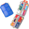 Compact Med Mate with DIY Labels Travel-Friendly Medication Wallet with Pocket-Sized Pill Compartments Pill Case with Lables(Blue)