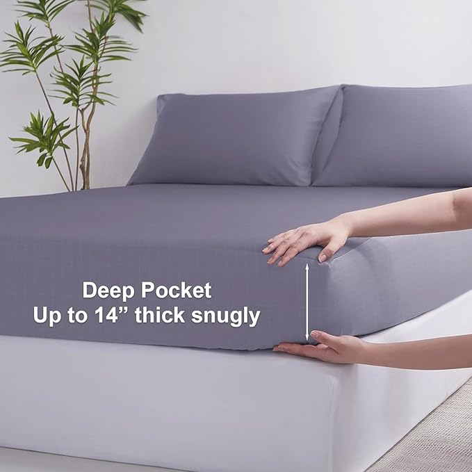 Grounding Sheets King Size, Grounding Bed Sheet with Pure Silver Fiber, Earth Connected Deep Pocket Earth Sheets for Better Sleep and Stress Relief (76"x80"x14")