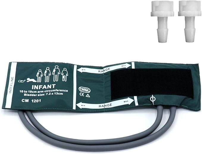 NIBP Cuff with BP18 Connectors for Infant, 10-19 cm Reusable Dual Tube Nylon Replacement BP Cuff with Inner Airbag for Blood Pressure Monitor Machine