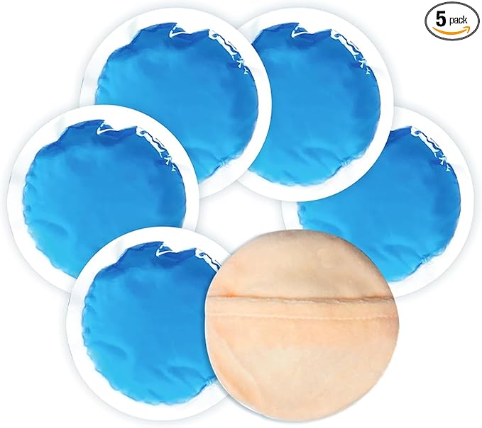 Small Round Ice Packs for Face (5 Pack) - Reusable Hot Cold Compress with Soft Fabric Sleeve, Stays Flexible When Frozen for Wisdom Teeth, Eye Surgery, Migraine, Facial Swelling & Dental Recovery