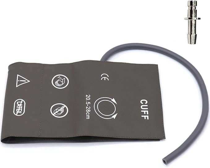 NIBP Cuff with BP12 Connector for Small Adult, 20.5-28 cm Single Tube Reusable PU Brown Replacement Blood Pressure Cuff with Inner TPU Airbag