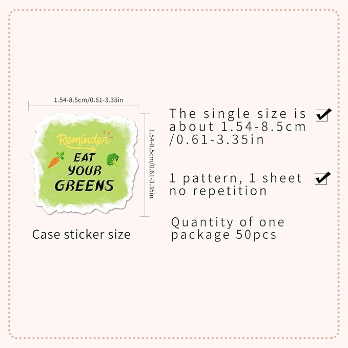 50pcs Healthy Diet Stickers,Healthy Eating Stickers Fruit & Vegetable Meal Decorative Stickers, Self-Adhesive for Scrapbooking, Kitchen Decoration, Weight Loss Plan Recordin