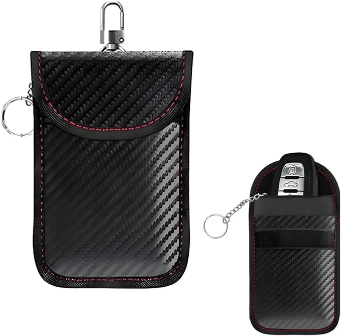 Faraday Pouch for Car Keys, Signal Blocking RFID Faraday Bag Cage, Anti-Theft Key Fob Pouch Protector (Medium)