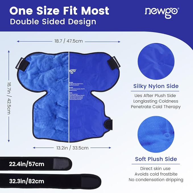 NEWGO Shoulder Ice Pack Rotator Cuff - Reusable Cold Therapy Wrap Shoulder Brace for Pain Relief, Gel Ice Pack for Injuries & Surgery Recovery with Adjustable Strap - Blue