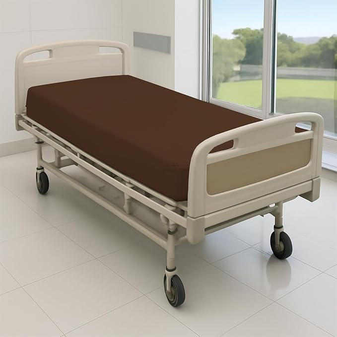 1 Pack Fitted Hospital Bed Sheets - Soft Microfiber Hospital Fitted Sheet - Hospital Bed Fitted Sheets (Chocolate, 36" x 84" x 12")