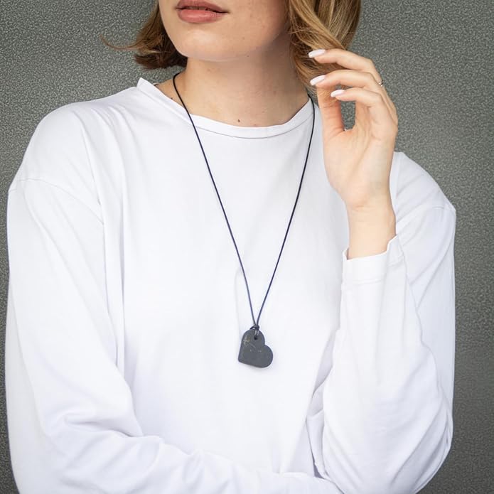 Shungite Pendant Necklace - Harmonizing Shield Defense - Wearable Shungite Crystal for Stress Down and Vitality Up - Shungites Stones from Russian Mine