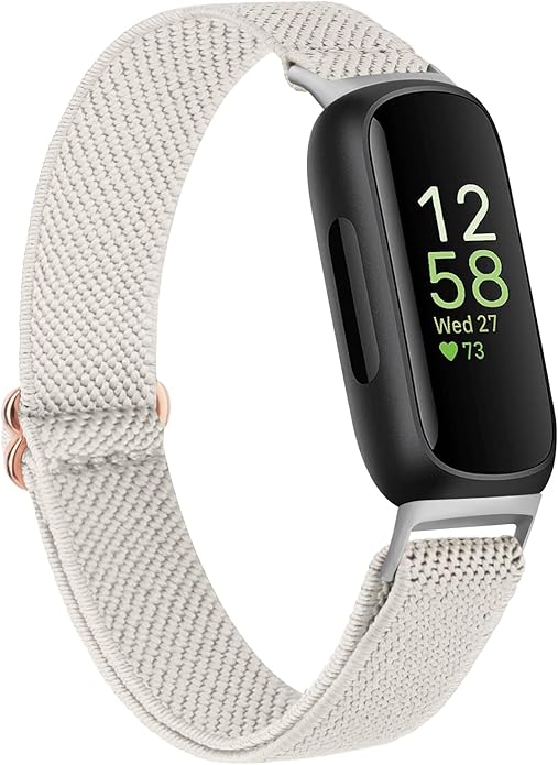 Vancle Elastic Bands for Fitbit Inspire 3 Bands Women, Breathable Adjustable Replacement Stretchy Nylon Loop Wristband Sport Straps Compatible with Fitbit Inspire 3 Fitness Tracker