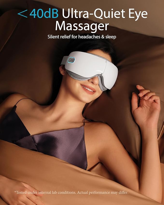 SKG Eye Massager with Heat, Valentine's Day Gifts for Her Him, Bluetooth Music & Foldable Sleep Mask for Dry Eyes & Relaxation, Eye Mask for Migraine, Ideal for Travel, Work
