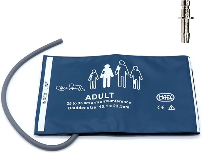 Universal NIBP Cuff with BP12 Connector for Adult, 25-35 cm Reusable Single Tube PU Replacement BP Cuff with Inner Airbag for Blood Pressure Monitor Machine