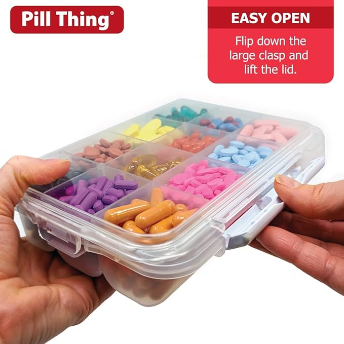 8 and12 Compartment Large Pill Cases with Airtight Seal - Silicone Gasket Waterproof Med Box with Medication Map (Combo Pack - 8 & 12 Compartment)