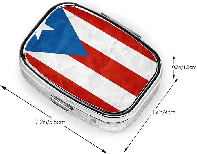Men Women Pill Organizer, Puerto Rico Flag Pill Container Case with Moisture-Proof Design, Medicine Organizer for Vitamin, Fish Oils, Supplement