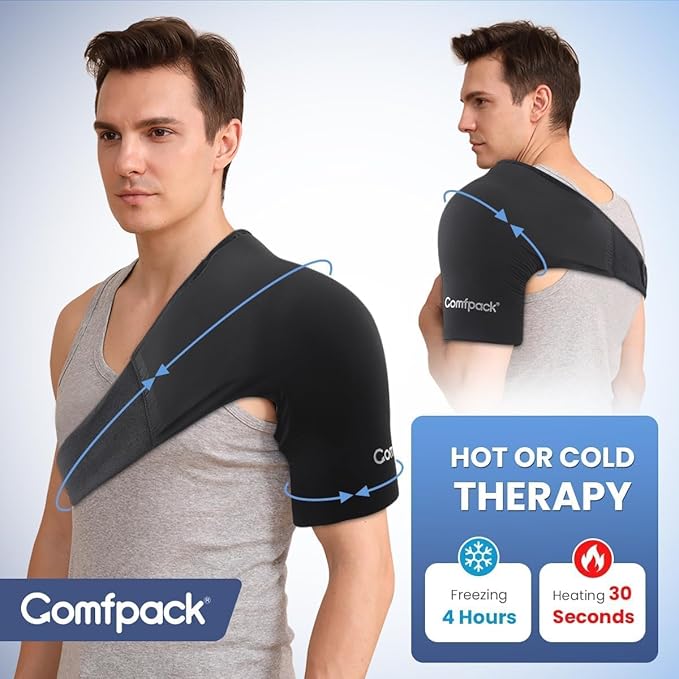 Shoulder Ice Pack Wrap for Rotator Cuff and Arm, Soft & Flexible Gel Cold Warp with Compression for Injuries, Tendonitis, Surgery, Easy to Wear for Men & Women