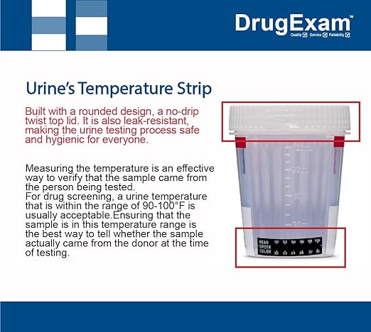 3 Pack - DrugExam 12 Panel Drug Test Cup Kit with Temperature Strip-Testing Marijuana THC50/AMP500/BAR300/BZO300/COC150/MDMA500/MET500/MTD300/OPI300/OXY100/PCP25/TCA1000.Urine Test