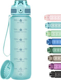 32oz Water Bottle with Time Marker, Motivational Drinking Bottle with Strap, BPA-Free Leak-Proof, Encouraging Water Bottle Time to Drink Water for Gym School Office Travel
