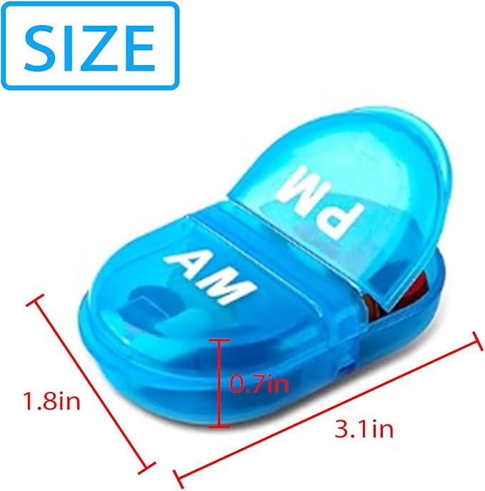 6PCS Pill Organizer AM PM 2 Compartment Daily Pill Box for Pocket or Purse Small Travel Pill Holder for Seniors, Vitamins & Supplements