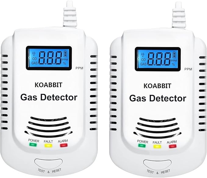 Carbon Monoxide and Natural Gas Detector,Combination Carbon Monoxide and Gas Detector Plug in for Home,Bedroom,RV (2 Packs)