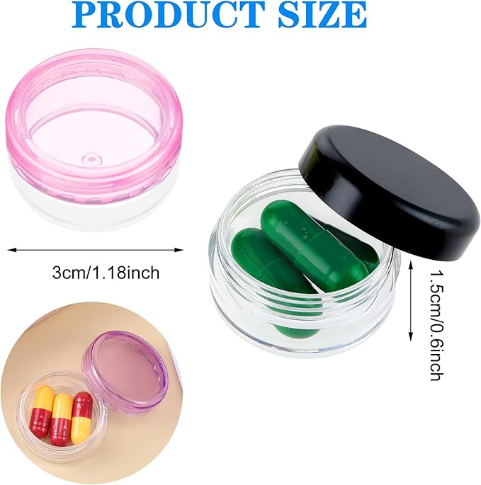 Small Pill Organizer Box, 5 Pcs Travel Pill Cases Holder Portable Daily Pill Container No BPA Mini Medicines Storage Container for Purse Pocket Briefcase (Purple/Rose Red/White/Black/Clear)
