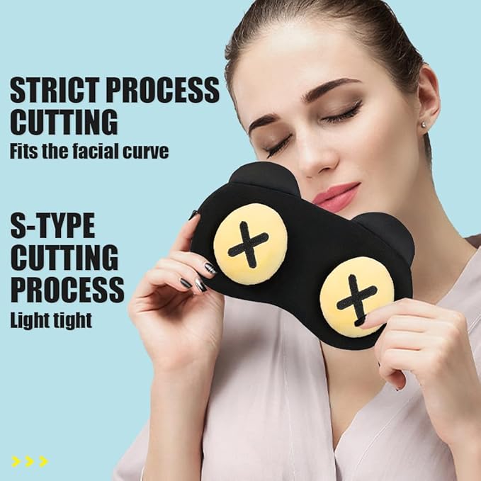 2PCS Cute Eye Mask for Sleeping - Soft Lightweight Eye Cover with Adjustable Strap, Funny Sleep Mask, Eyeshade Covers, Sleeping Mask for Women Men Travel Nap Blindfold Game