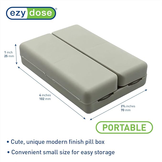 EZY DOSE Bi-Foldable Magnetic Pill Case, Medicine Planner, Vitamin Organizer Box, Snap-Shut for Security, Durable and Easy to Use, 7 Individual Compartments with Various Sizes, Travel-Friendly, Gray
