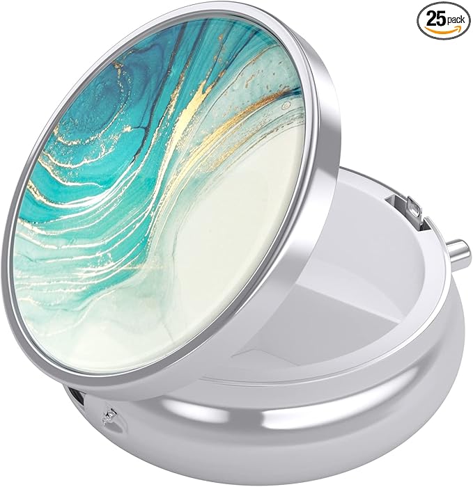 Nipichsha Pill Box, Small Pill Case for Purse & Pocket, Cute Travel Medicine Organizer, Portable Medicine Container Holder to Hold Vitamins, Medication, Fish Oil & Supplements, Teal Ocean