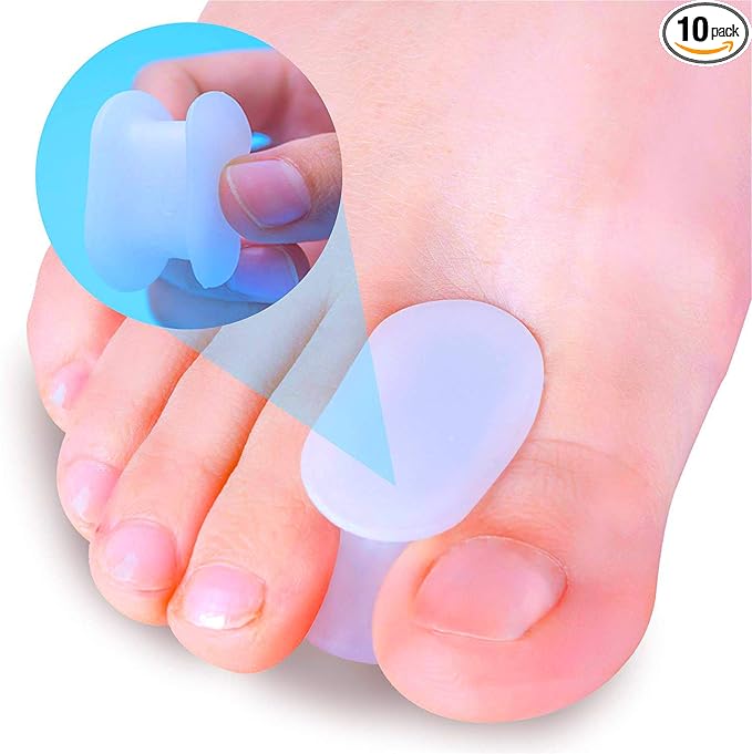 Povihome 10 Pack Gel Bunion & Toe Spacers Separators (0.3'' Thick) and Straightener Orthotics for Bunion Overlapping Toes, Bunion Toe Pain Relief - S Size