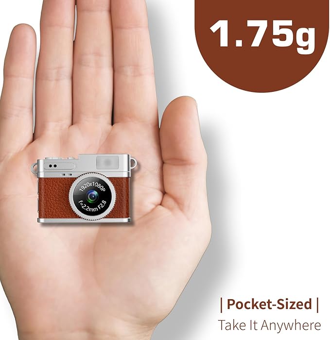 LKT 1080P Mini Keychain Camera with 32GB Card & OTG Adapter, Portable Pocket Digital Camera with Retro Filters & Screen, Tiny HD Camcorder for Phone Transfer, Travel, Kids and Gifts