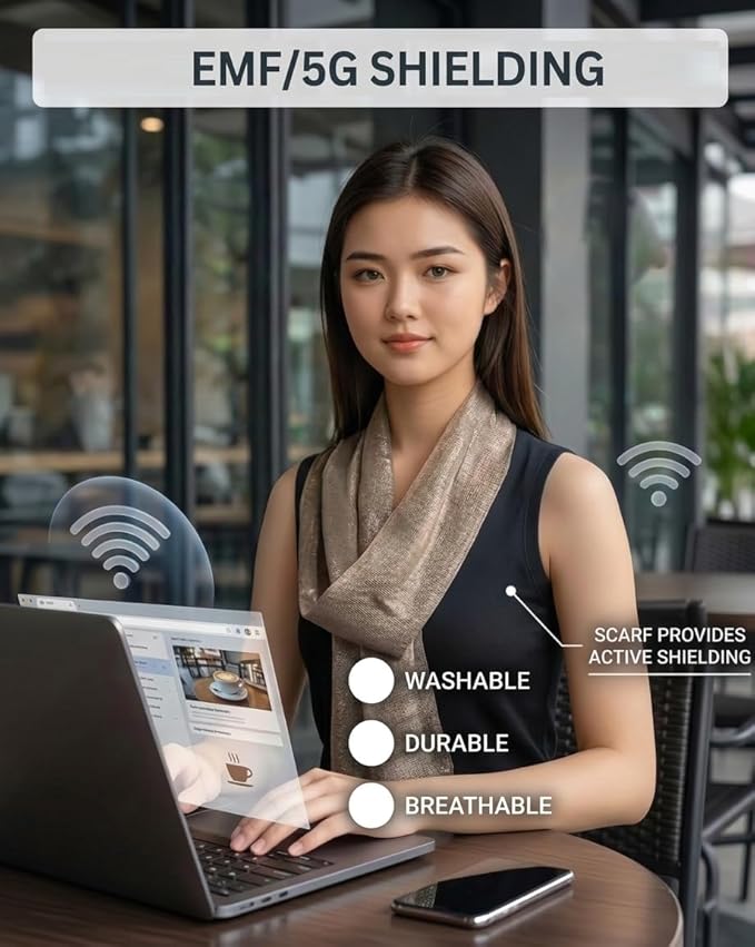 EMF Scarf Shielding 5G RF and EMF made with Silver Fabric, Unisex